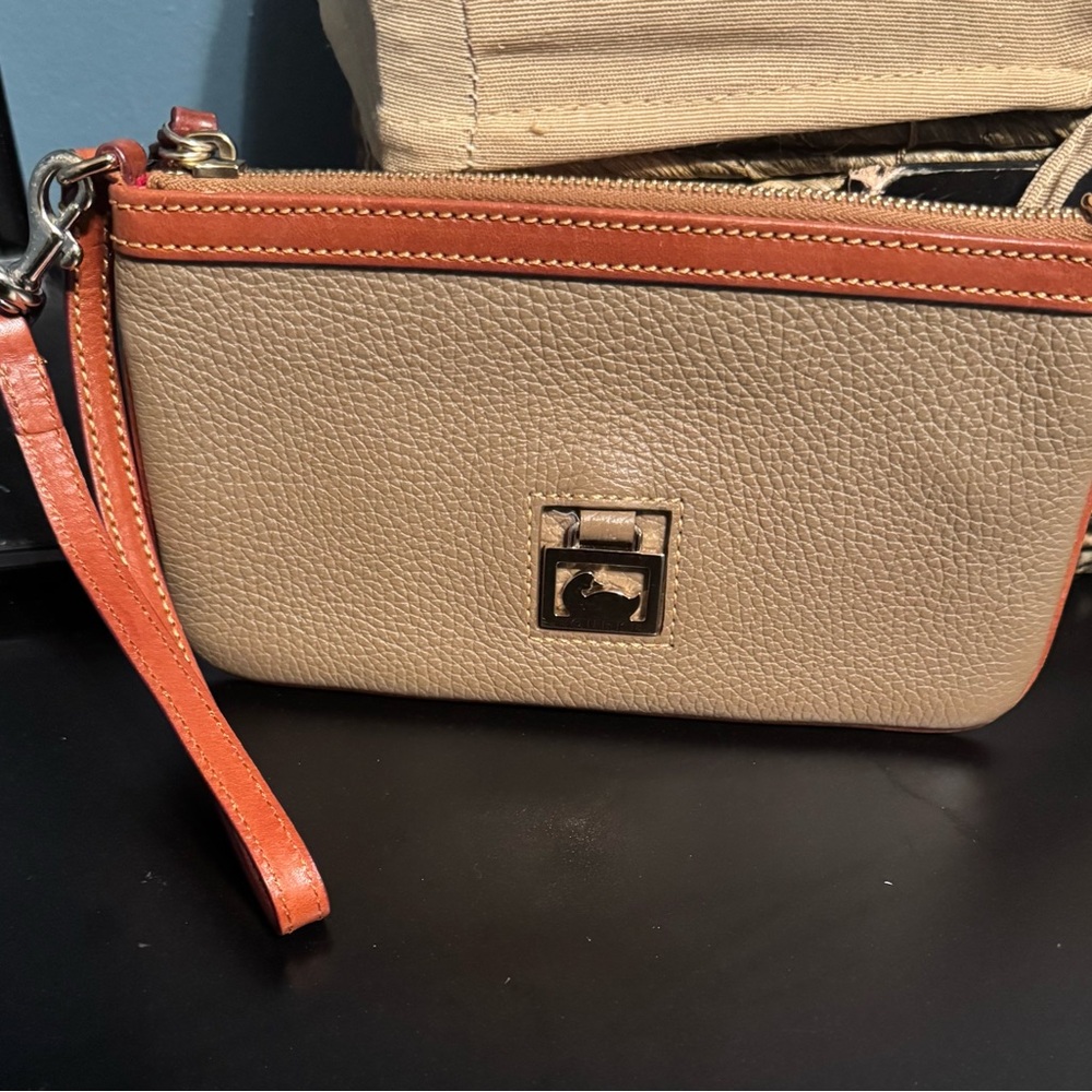 Dooney & Bourke Tan and Orange Wristlet